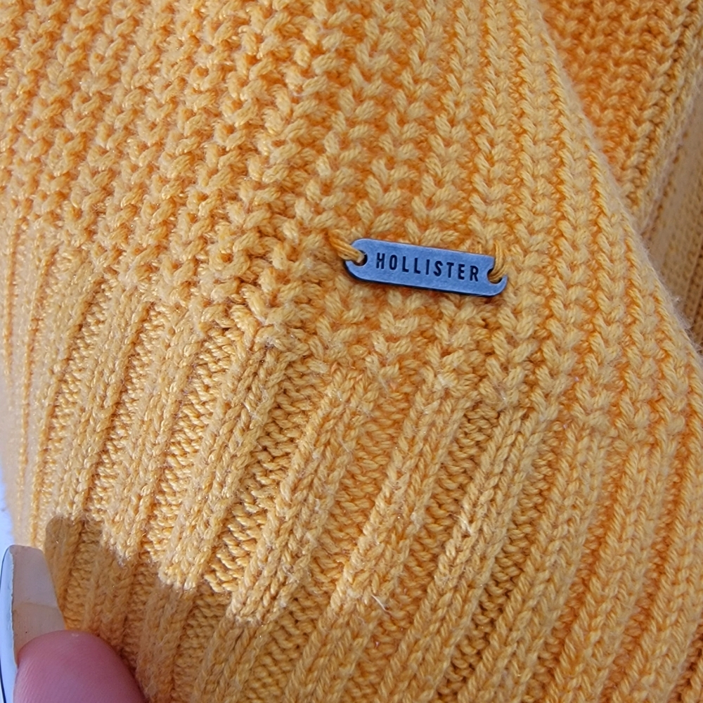 Hollister Cotton Blend Knit Sweater Mustard Yellow Small - Picture 3 of 6